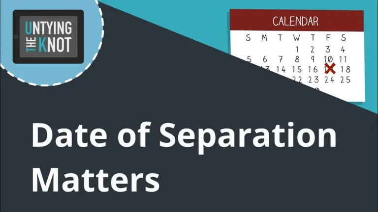 Graphic with a calendar marked on the 10th and text "Date of Separation Matters" in white on dark background.