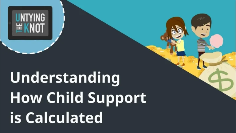 Illustration with text "Understanding How Child Support is Calculated," children and money bag graphic.