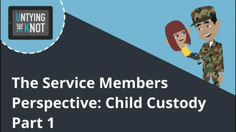 Illustration of a soldier holding a child with text "The Service Members Perspective: Child Custody Part 1".