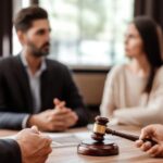 A couple facing emotional tension due to hidden assets during divorce proceedings.