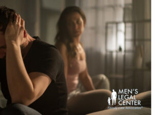 Man and woman sitting apart on bed, avoiding eye contact after a fight